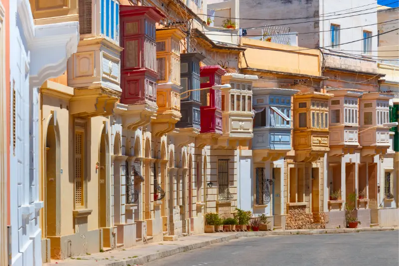 Colorful Maltese Balconies Sliema Malta