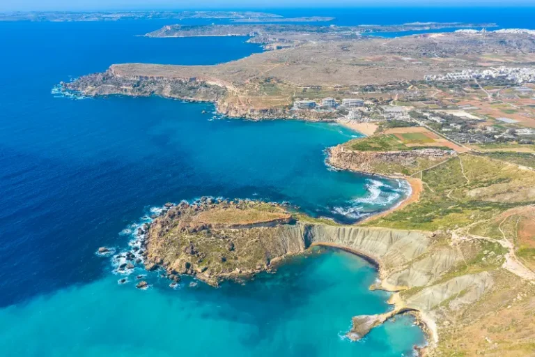 Gnejna and Ghajn Tuffieha Bays Aerial View Malta