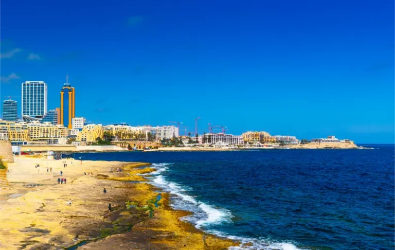 Sliema Coastline and Paceville Skyline Malta
