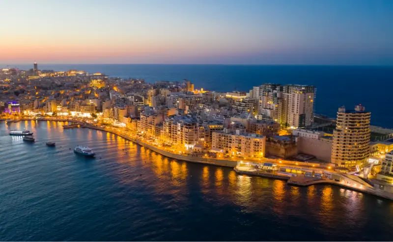 Sliema Waterfront at Sunset Malta