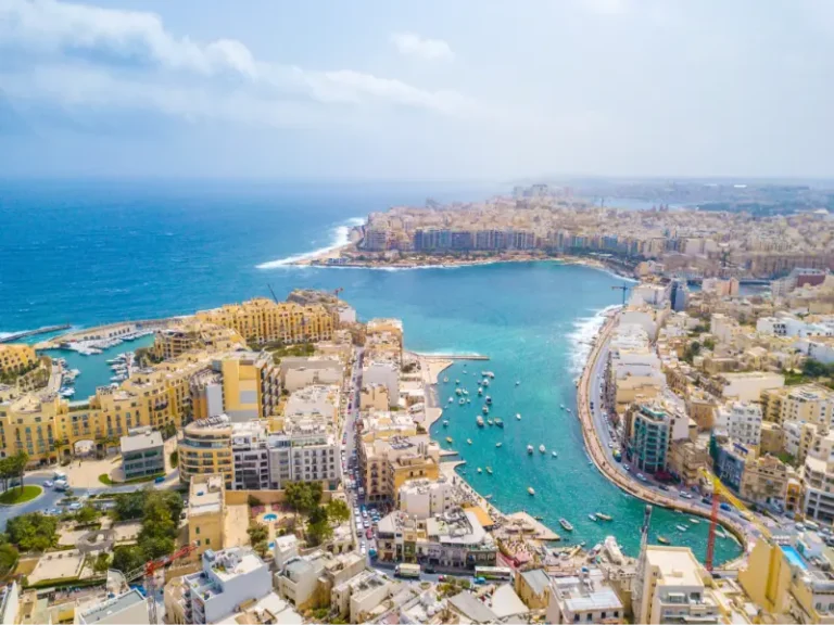 Spinola Bay and Sliema Aerial Panorama Malta
