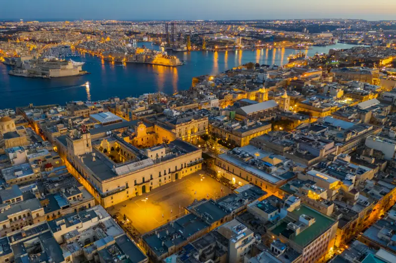 Valletta Aerial View at Dusk Malta